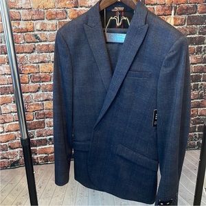 🔥 NEW Express 2 piece men's slim suit jacket and pants blue NWT 38R 34 × 32